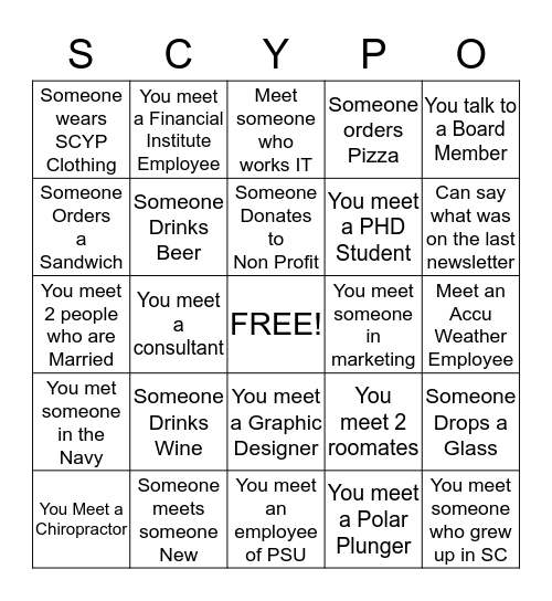 SCYP Bingo Card