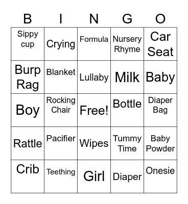 Baby Clark Gender Reveal BINGO Card