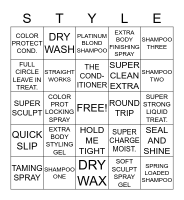PAUL MITCHELL BINGO Card
