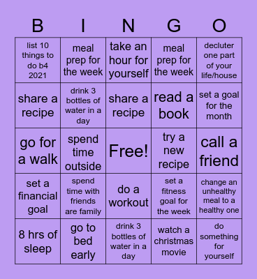 100 days 2020 Bingo Card