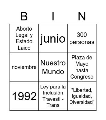 Bingo de Orgullo Bingo Card