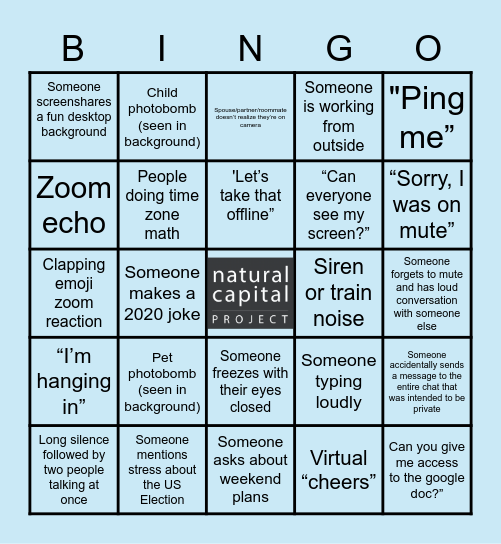 NatCap Olympics Bingo Card