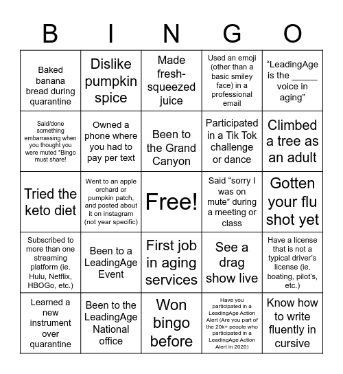 Next Gen Bingo! Bingo Card