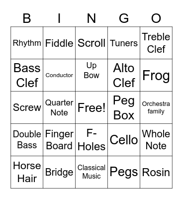 Orchestra Bingo! Bingo Card