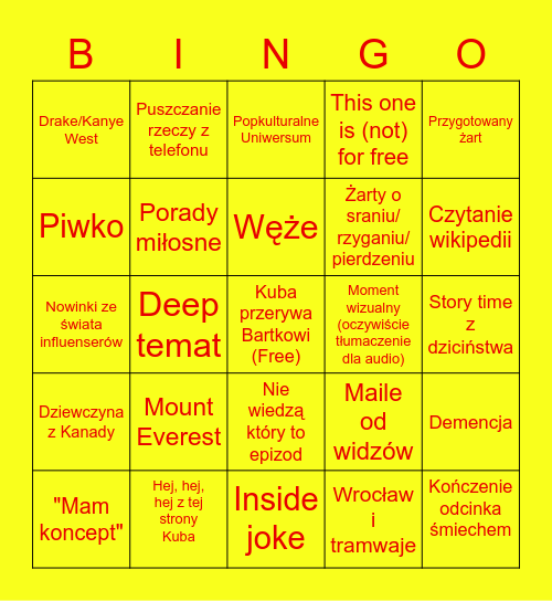 DWÓCH TYPÓW PODCAST Bingo Card