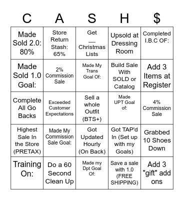 Period 10 Sales TAP BINGO Card