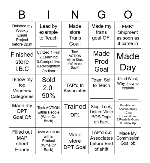 Period 10 Manager F8 Bingo Card