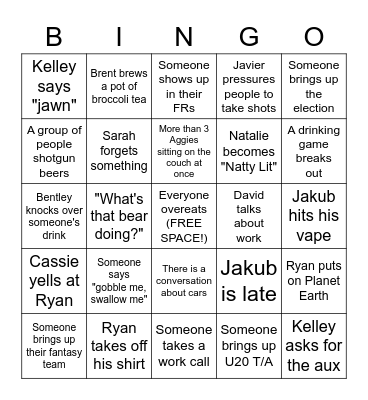 NHN Friendsgiving Bingo! Bingo Card