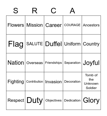VETERANS DAY Bingo Card