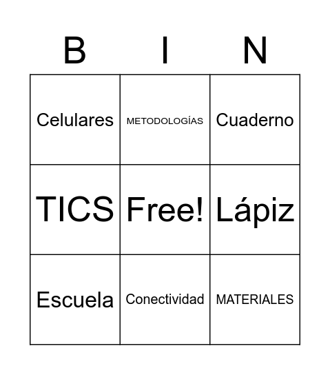 BINGO TICS Bingo Card