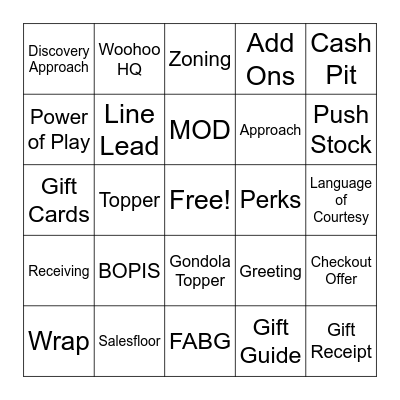 Customer Service Bingo Card