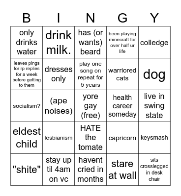 its me. bingy Bingo Card