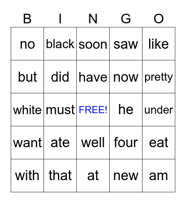 Phonics with FRANCES: Primer Sight Words Bingo Card