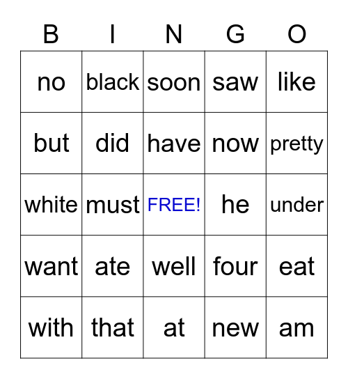 Phonics with FRANCES: Primer Sight Words Bingo Card