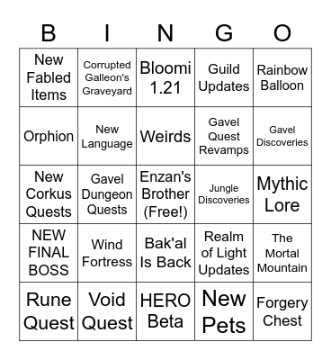 1.20 BINGO Card