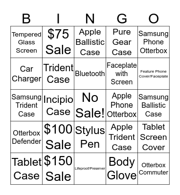 Accessory Sales Bingo Card