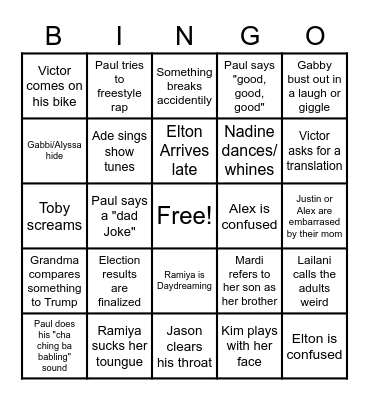 Panquility Game Night Bingo Card