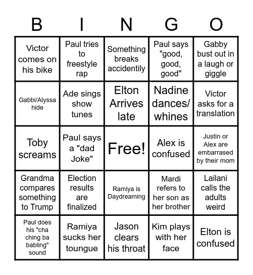 Panquility Game Night Bingo Card