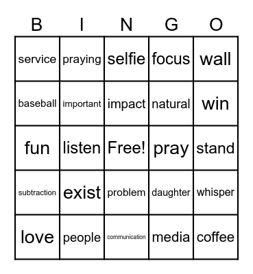 The Father's Voice Bingo Card