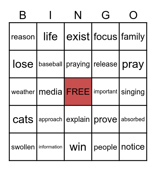 The Father's Voice Bingo Card
