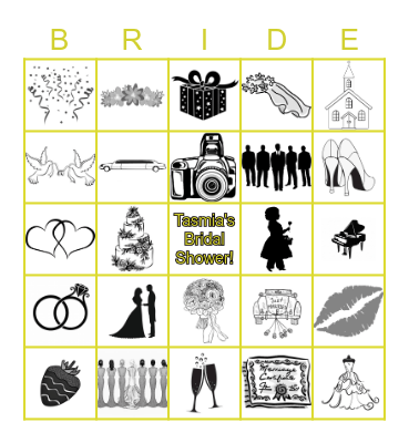 Tasmia's Bridal Shower Bingo Card