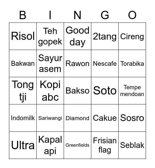 Bingo Aruni Bingo Card