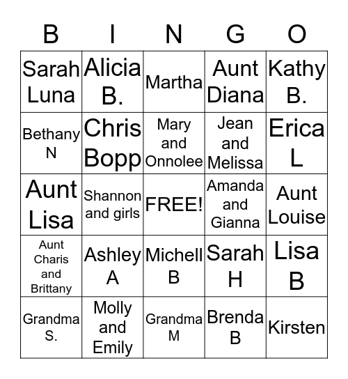 Precthl Baby Bingo Card