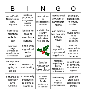 Hallmark Christmas Movie Bingo Card