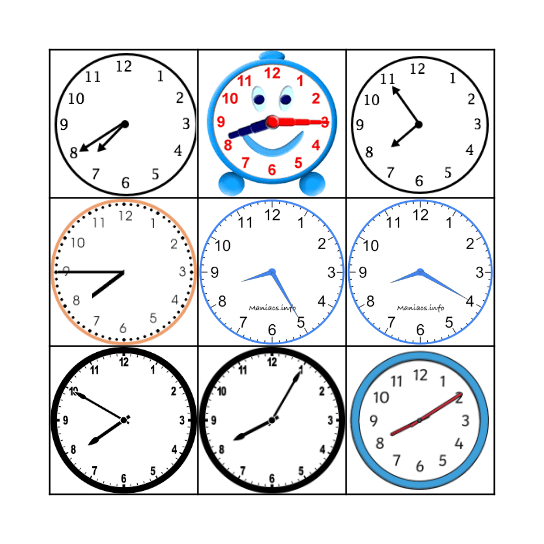 5th - Telling Time Bingo Card