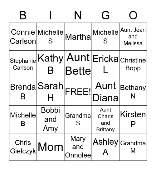 Prechtl Baby Bingo Card