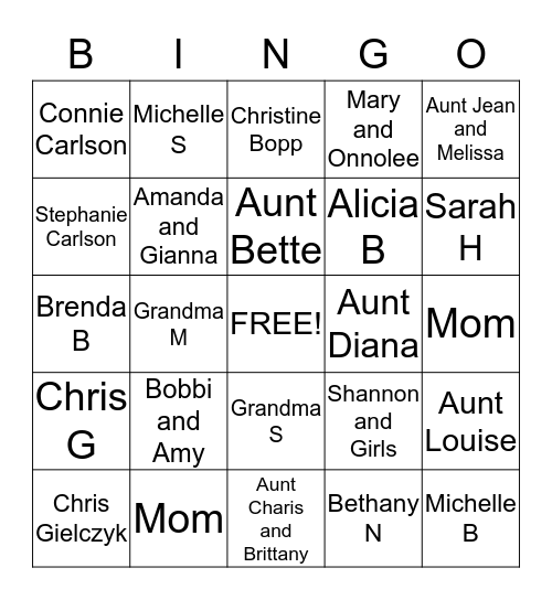 Prechtl Baby Bingo Card