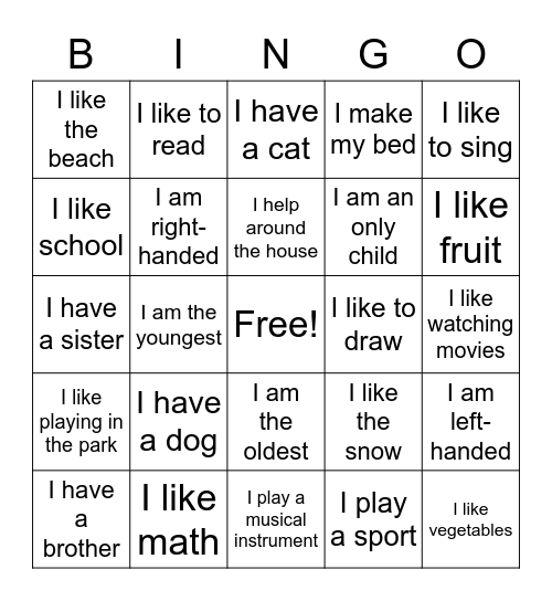 Get-To-Know-You Bingo! Bingo Card