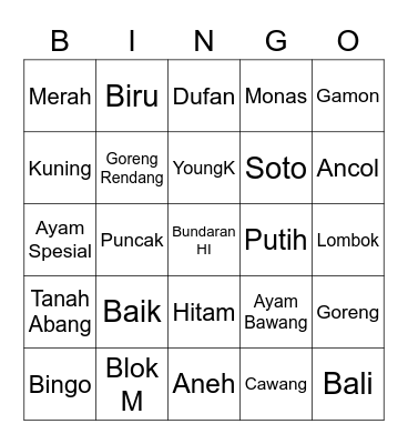 Yon Bingo Card
