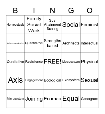 SOCW BINGO Card