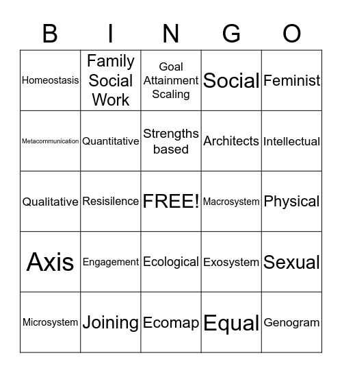 SOCW BINGO Card