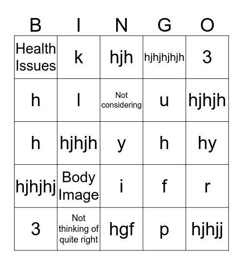 Coping Skills Bingo Card