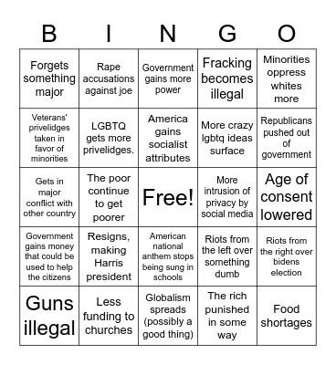 Biden presidency bingo Bingo Card