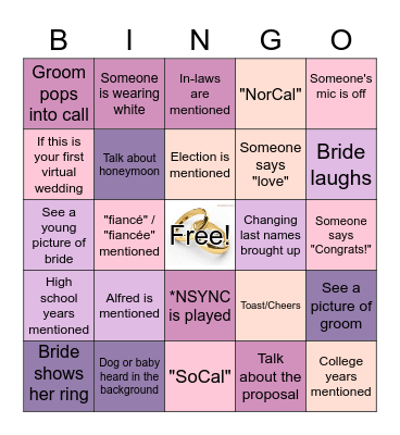 Bridal Shower Bingo Card