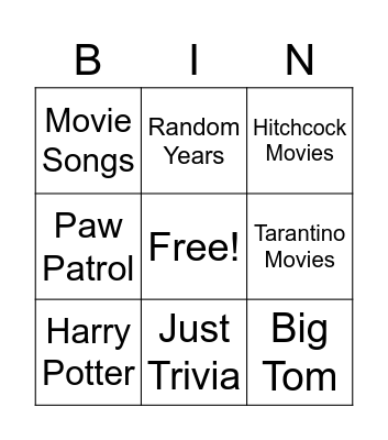 Mary's Bingo Card