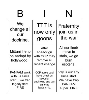 Big annoucement Bingo Card