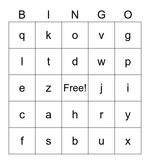 MCW Test 1 Bingo Card