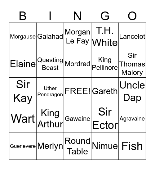 The Once and Future King Bingo Card
