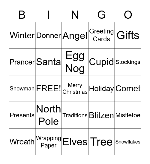 MERRY CHRISTMAS Bingo Card