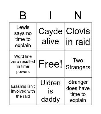 Beyond Light Bungo Bingo Card