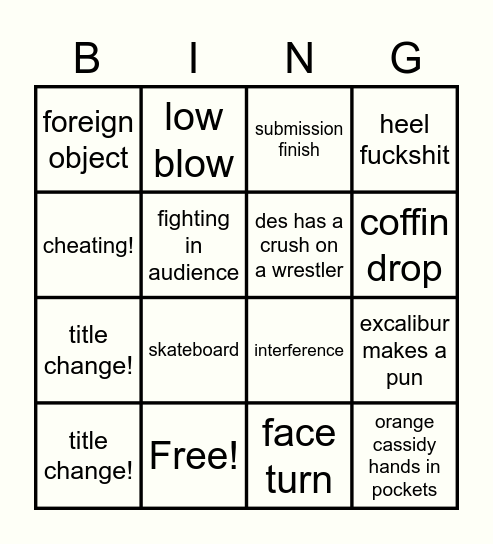 AEW FULL GEAR BINGO Card