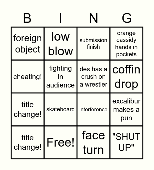 AEW FULL GEAR BINGO Card