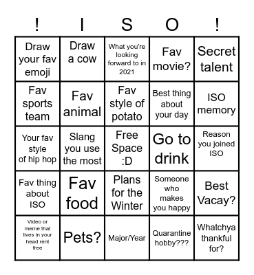 ISO Virtual Retreat Bingo!! <3 Bingo Card