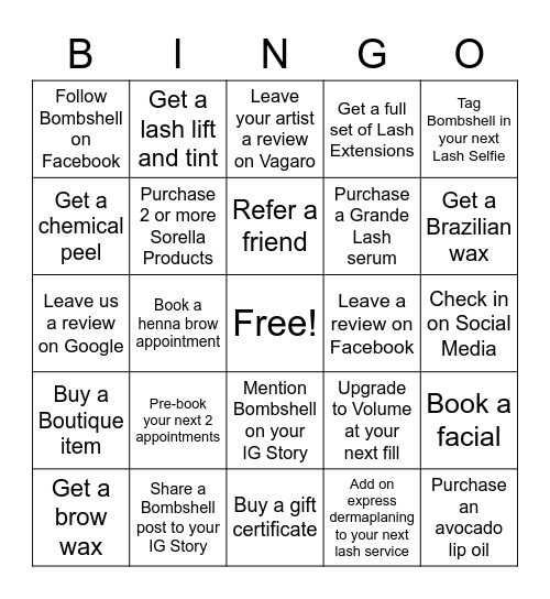 Bombshell Bingo Card