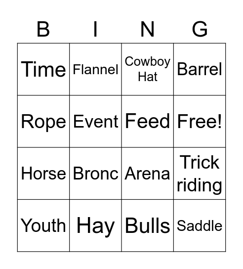 RODEO! Bingo Card