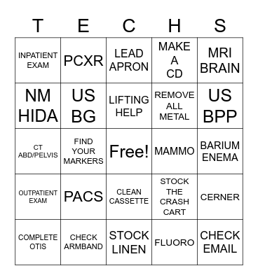 RAD TECH WEEK BINGO Card